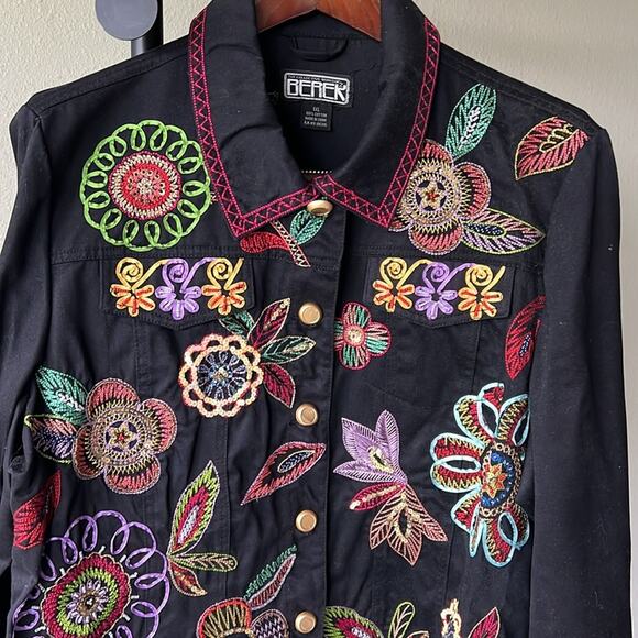 NWOT Berek Black Embroidered and Sequined Cotton Jacket - size 1X - Picture 7 of 13